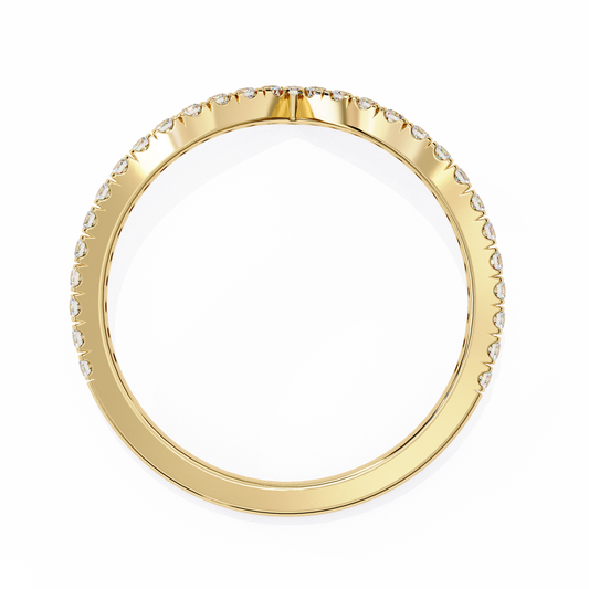 V-Cut Diamond Chevron Wedding Band – Sleek Contour Stackable Ring in 925 Silver, 10K/14K Rose, White & Yellow Gold, or Platinum – Finora Modern Sparkle for Her