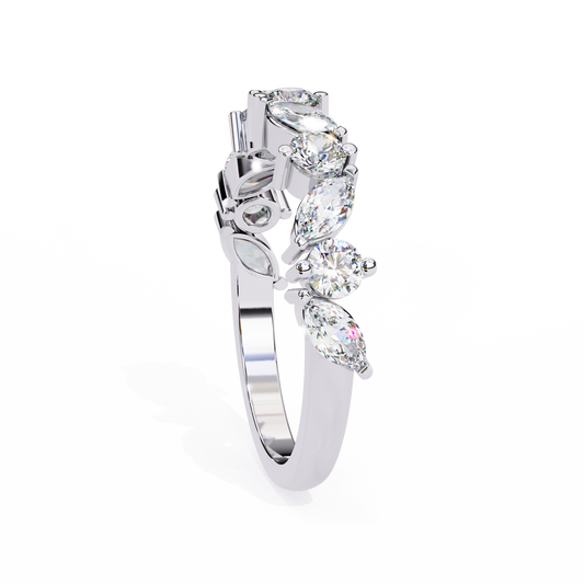 Marquise & Round Diamond Crown Ring – Regal Wedding or Anniversary Band for Her – Finora Luxe Sparkle