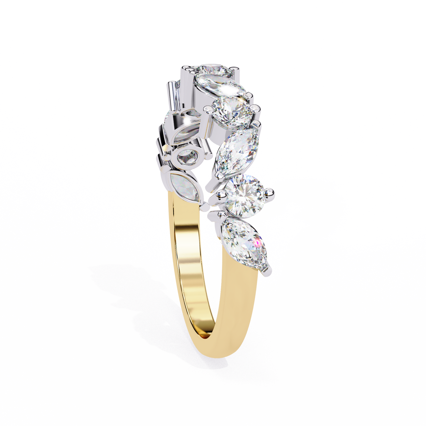 marquise & round diamond crown ring – regal wedding or anniversary band for her – finora luxe sparkle