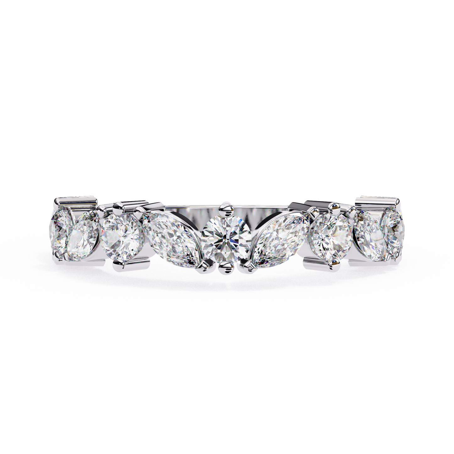 marquise & round diamond crown ring – regal wedding or anniversary band for her – finora luxe sparkle
