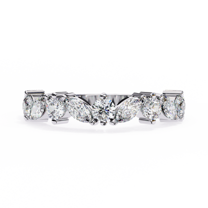 Marquise & Round Diamond Crown Ring – Regal Wedding or Anniversary Band for Her – Finora Luxe Sparkle