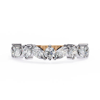 Marquise & Round Diamond Crown Ring – Regal Wedding or Anniversary Band for Her – Finora Luxe Sparkle