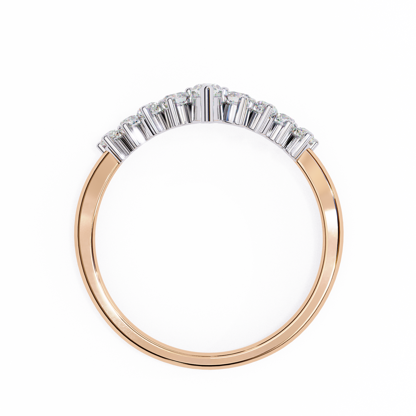 marquise crown diamond ring – chevron wedding or stacking band for her – finora luxe sparkle
