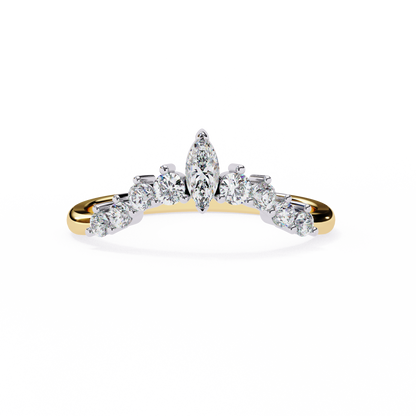 Marquise Crown Diamond Ring – Chevron Wedding or Stacking Band for Her – Finora Luxe Sparkle
