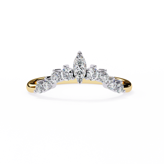 Marquise Crown Diamond Ring – Chevron Wedding or Stacking Band for Her – Finora Luxe Sparkle