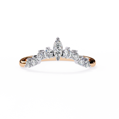 Marquise Crown Diamond Ring – Chevron Wedding or Stacking Band for Her – Finora Luxe Sparkle