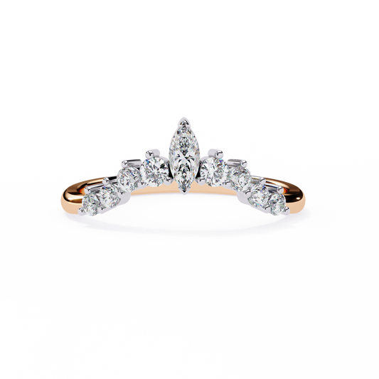 Marquise Crown Diamond Ring – Chevron Wedding or Stacking Band for Her – Finora Luxe Sparkle