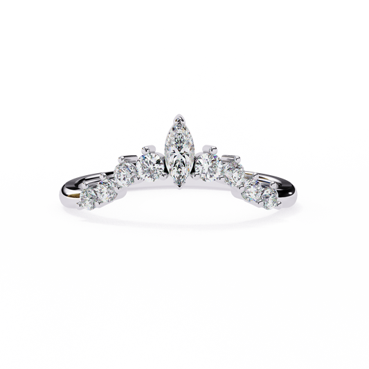 Marquise Crown Diamond Ring – Chevron Wedding or Stacking Band for Her – Finora Luxe Sparkle