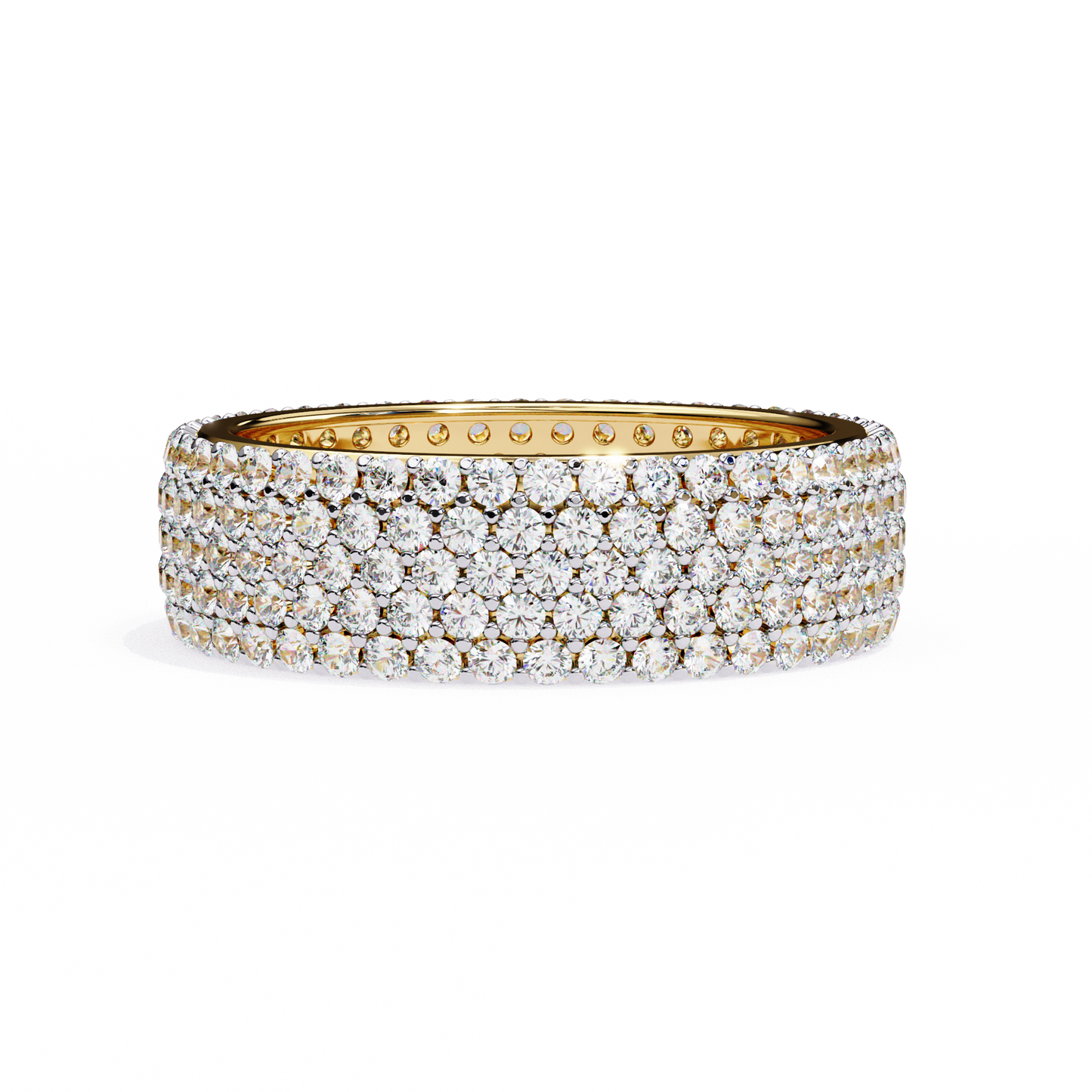 five-row diamond eternity band – bold statement wedding ring – finora signature radiance