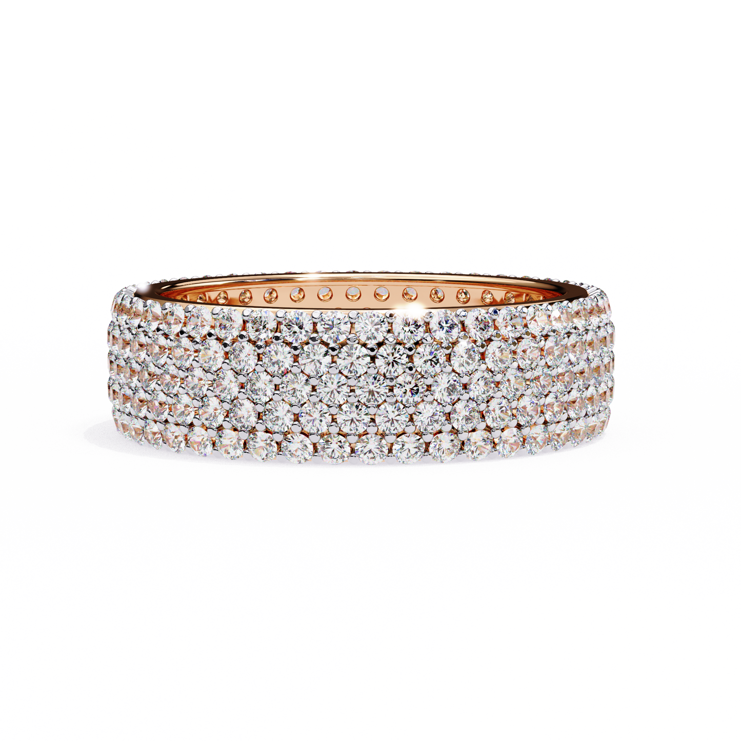 five-row diamond eternity band – bold statement wedding ring – finora signature radiance