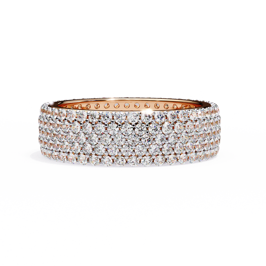 Five-Row Diamond Eternity Band – Bold Statement Wedding Ring – Finora Signature Radiance