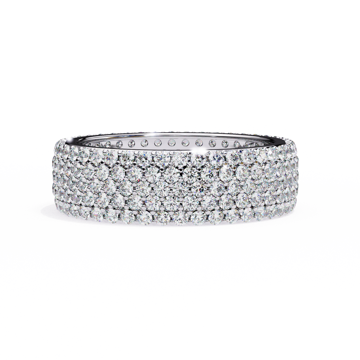 five-row diamond eternity band – bold statement wedding ring – finora signature radiance