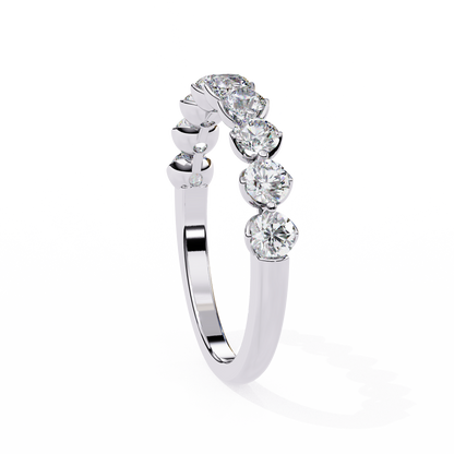 Heart-Crown Diamond Band – Romantic Wedding or Anniversary Ring – Finora Jewelry