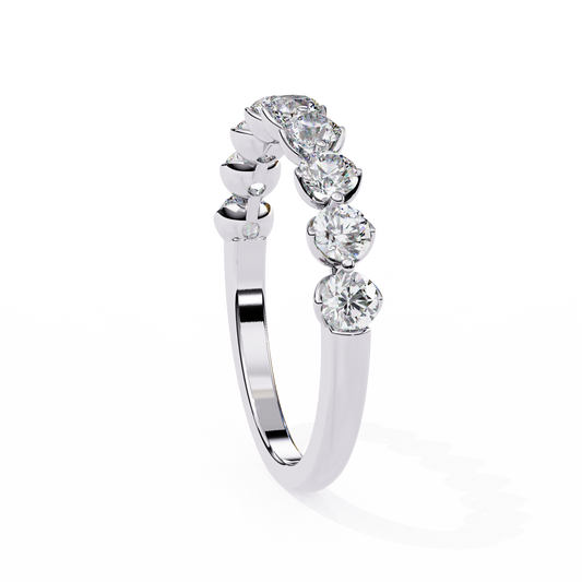 Heart-Crown Diamond Band – Romantic Wedding or Anniversary Ring – Finora Jewelry