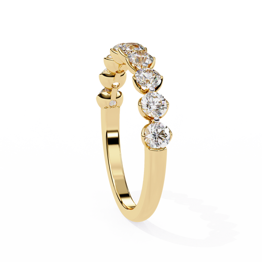 Heart-Crown Diamond Band – Romantic Wedding or Anniversary Ring – Finora Jewelry