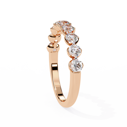 Heart-Crown Diamond Band – Romantic Wedding or Anniversary Ring – Finora Jewelry