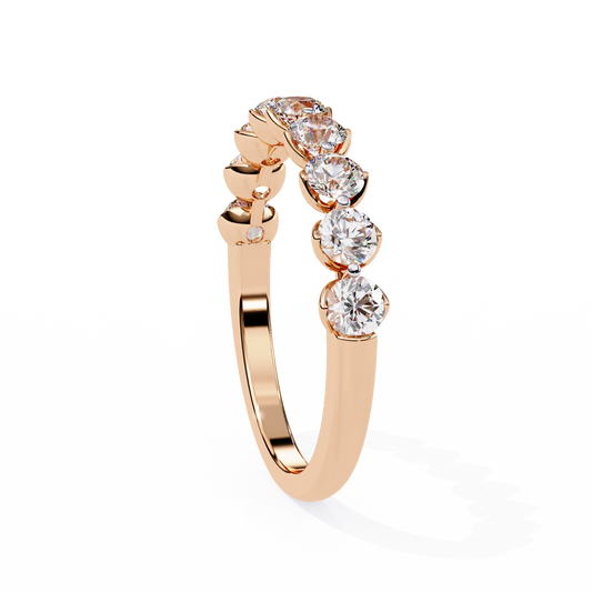 Heart-Crown Diamond Band – Romantic Wedding or Anniversary Ring – Finora Jewelry