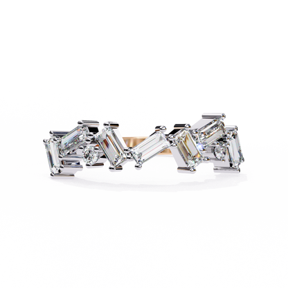 Zig-Zag Baguette & Round Diamond Ring – Modern Geometric Glam – Finora Jewelry