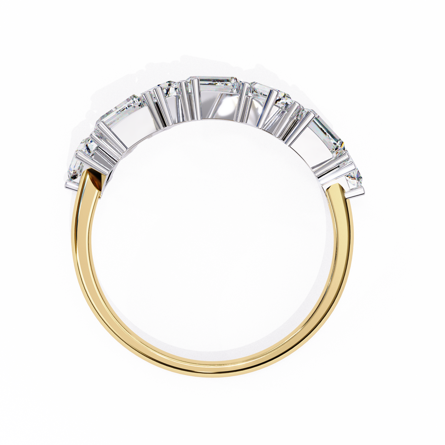 zig-zag baguette & round diamond ring – modern geometric glam – finora jewelry