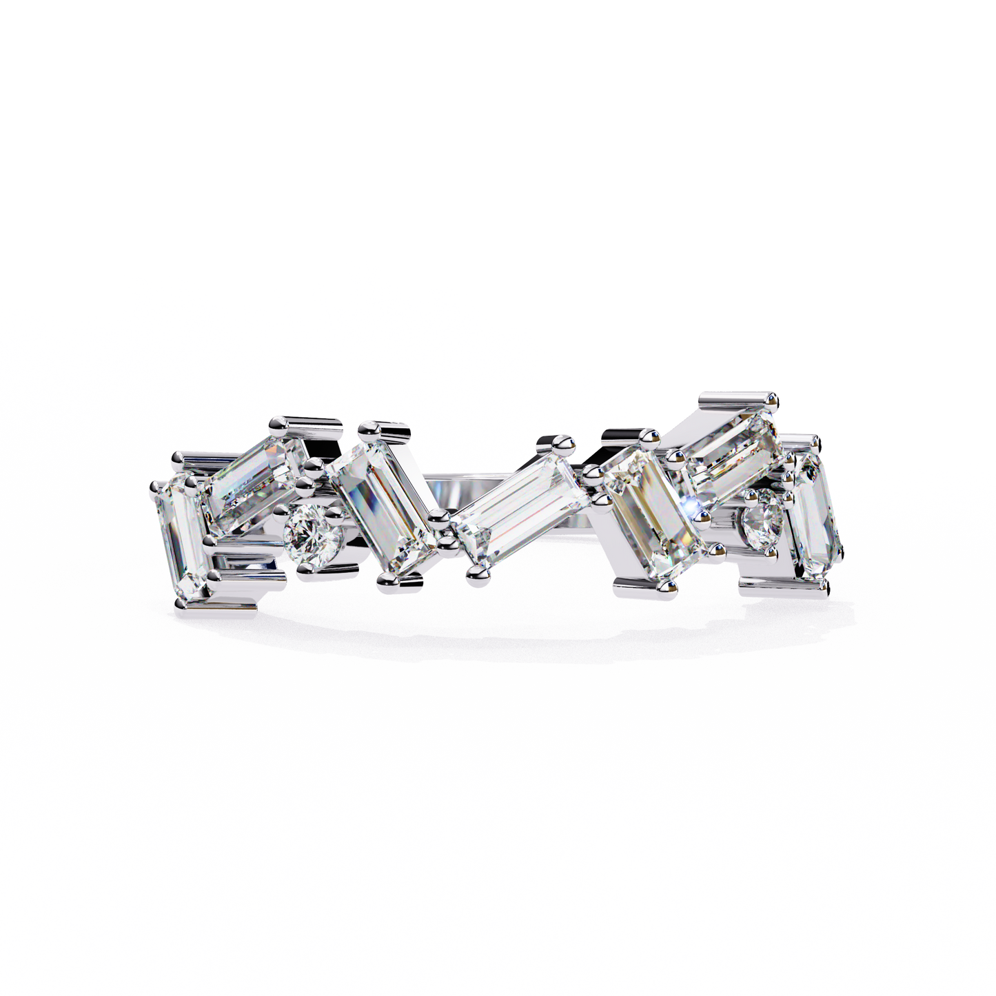 zig-zag baguette & round diamond ring – modern geometric glam – finora jewelry