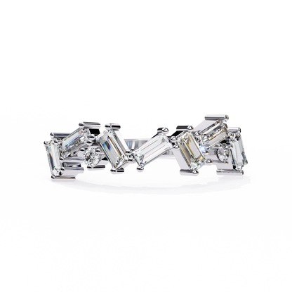 Zig-Zag Baguette & Round Diamond Ring – Modern Geometric Glam – Finora Jewelry