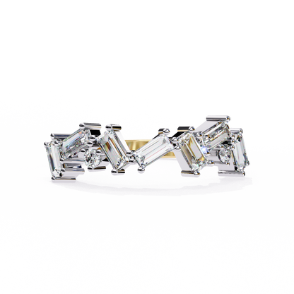 Zig-Zag Baguette & Round Diamond Ring – Modern Geometric Glam – Finora Jewelry