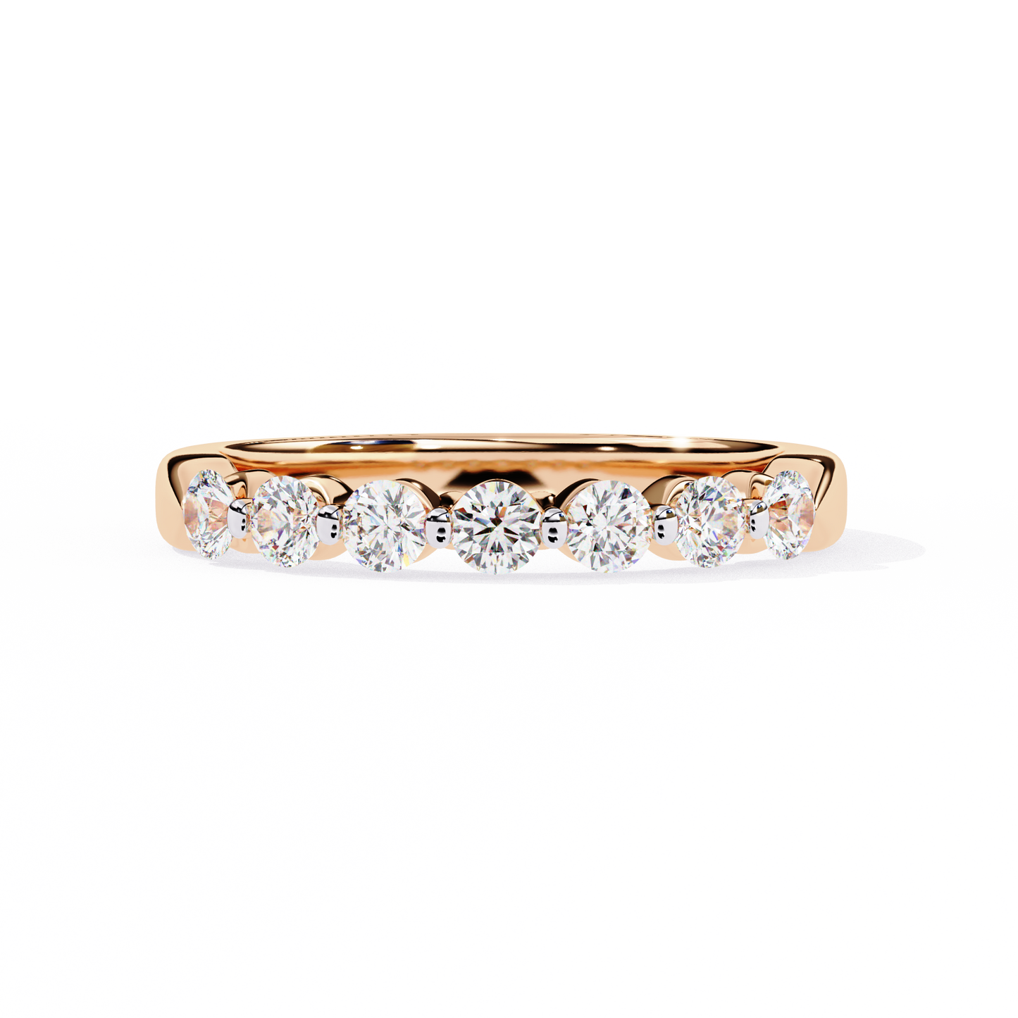 round diamond half eternity band – elegant stacking ring in 925 silver, 10k/14k gold (rose, white, yellow), or platinum – finora timeless sparkle