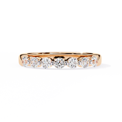 Round Diamond Half Eternity Band – Elegant Stacking Ring in 925 Silver, 10K/14K Gold (Rose, White, Yellow), or Platinum – Finora Timeless Sparkle