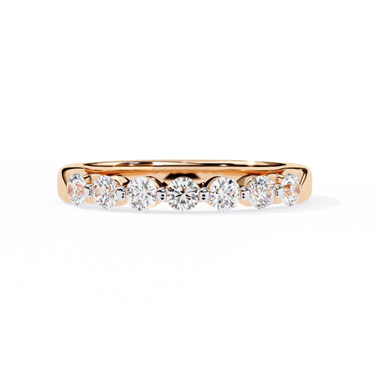 Round Diamond Half Eternity Band – Elegant Stacking Ring in 925 Silver, 10K/14K Gold (Rose, White, Yellow), or Platinum – Finora Timeless Sparkle