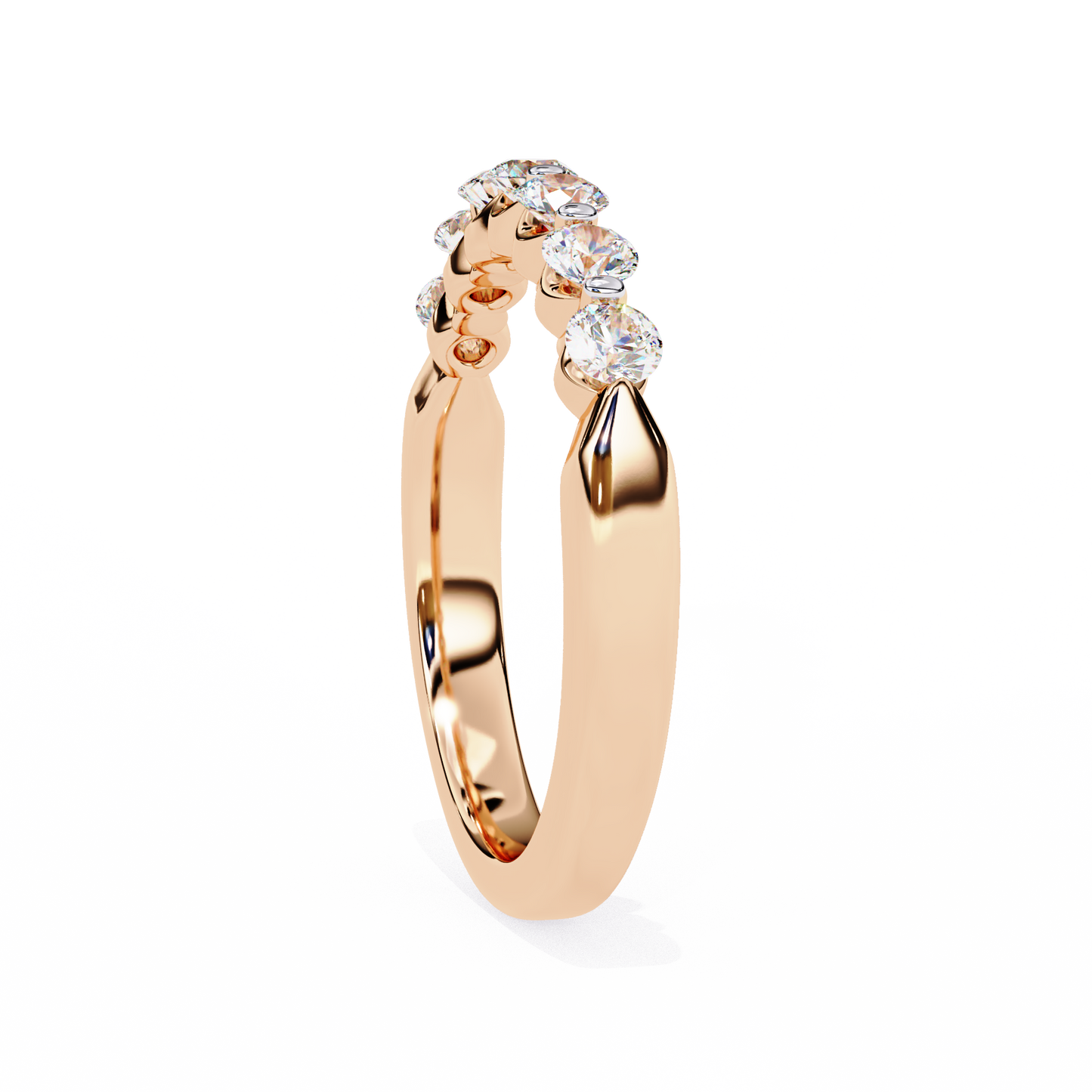 round diamond half eternity band – elegant stacking ring in 925 silver, 10k/14k gold (rose, white, yellow), or platinum – finora timeless sparkle