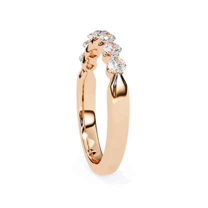 Round Diamond Half Eternity Band – Elegant Stacking Ring in 925 Silver, 10K/14K Gold (Rose, White, Yellow), or Platinum – Finora Timeless Sparkle