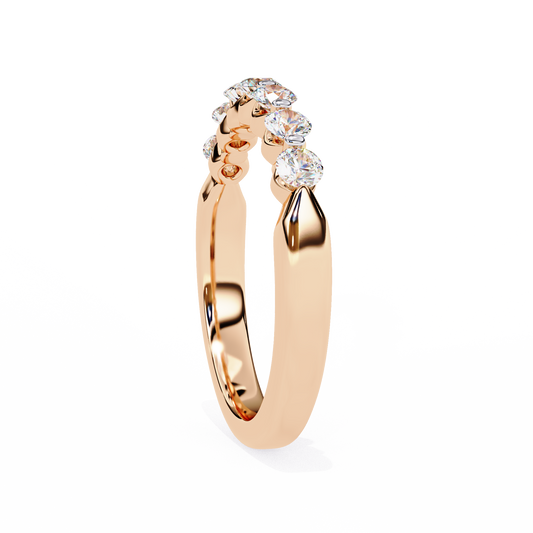 Round Diamond Half Eternity Band – Elegant Stacking Ring in 925 Silver, 10K/14K Gold (Rose, White, Yellow), or Platinum – Finora Timeless Sparkle