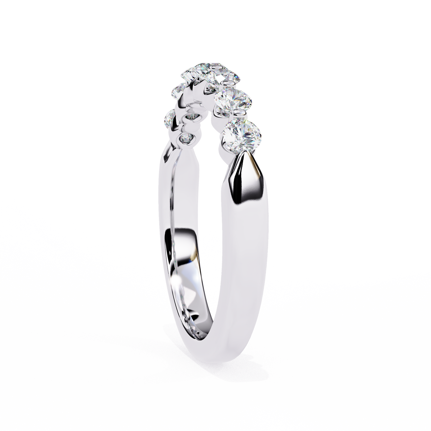 round diamond half eternity band – elegant stacking ring in 925 silver, 10k/14k gold (rose, white, yellow), or platinum – finora timeless sparkle