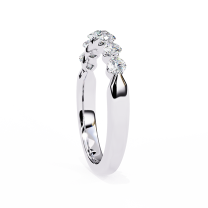 Round Diamond Half Eternity Band – Elegant Stacking Ring in 925 Silver, 10K/14K Gold (Rose, White, Yellow), or Platinum – Finora Timeless Sparkle