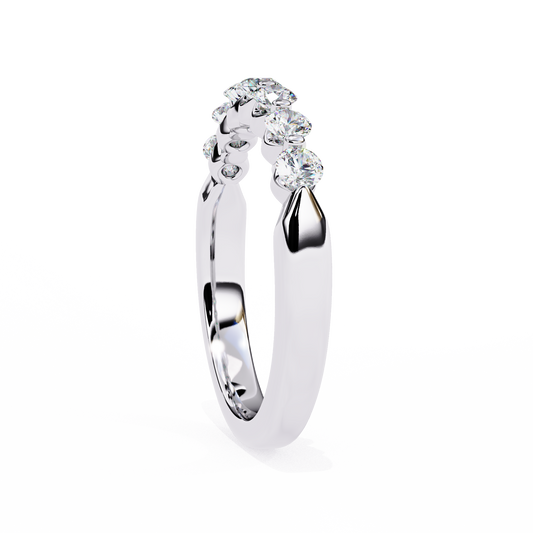 Round Diamond Half Eternity Band – Elegant Stacking Ring in 925 Silver, 10K/14K Gold (Rose, White, Yellow), or Platinum – Finora Timeless Sparkle