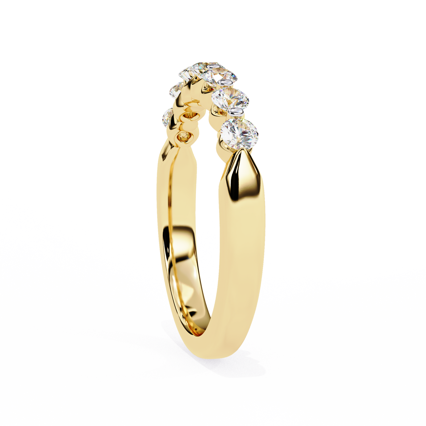 round diamond half eternity band – elegant stacking ring in 925 silver, 10k/14k gold (rose, white, yellow), or platinum – finora timeless sparkle