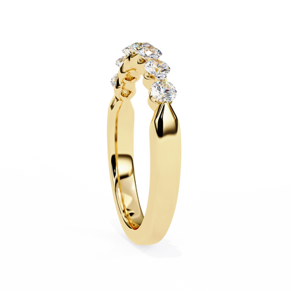Round Diamond Half Eternity Band – Elegant Stacking Ring in 925 Silver, 10K/14K Gold (Rose, White, Yellow), or Platinum – Finora Timeless Sparkle