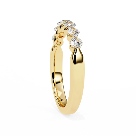 Round Diamond Half Eternity Band – Elegant Stacking Ring in 925 Silver, 10K/14K Gold (Rose, White, Yellow), or Platinum – Finora Timeless Sparkle