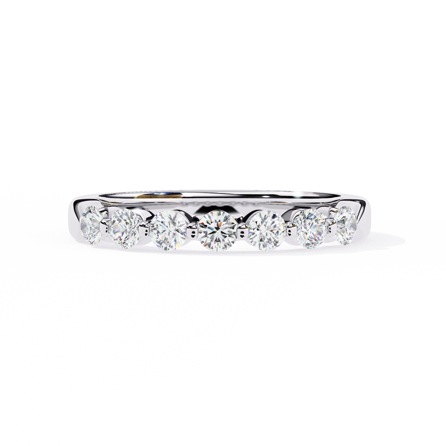 round diamond half eternity band – elegant stacking ring in 925 silver, 10k/14k gold (rose, white, yellow), or platinum – finora timeless sparkle