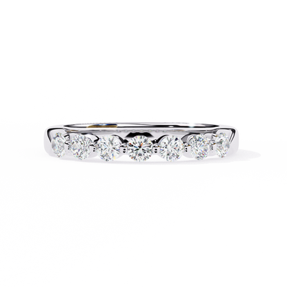 Round Diamond Half Eternity Band – Elegant Stacking Ring in 925 Silver, 10K/14K Gold (Rose, White, Yellow), or Platinum – Finora Timeless Sparkle
