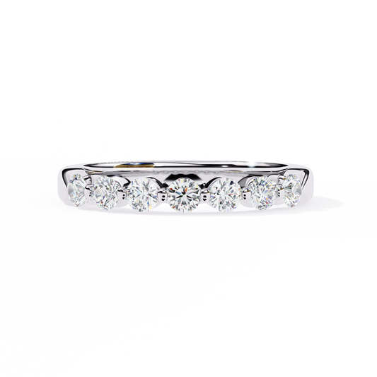 Round Diamond Half Eternity Band – Elegant Stacking Ring in 925 Silver, 10K/14K Gold (Rose, White, Yellow), or Platinum – Finora Timeless Sparkle