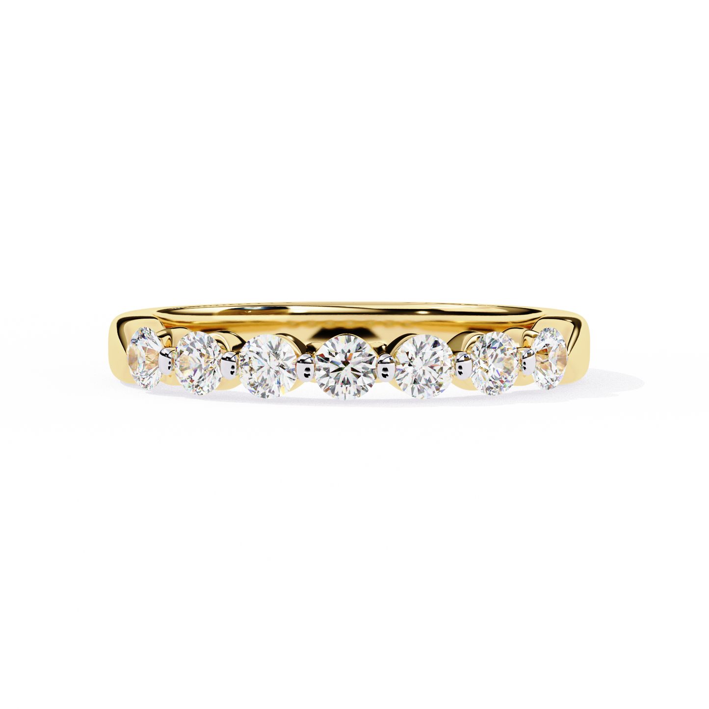 round diamond half eternity band – elegant stacking ring in 925 silver, 10k/14k gold (rose, white, yellow), or platinum – finora timeless sparkle