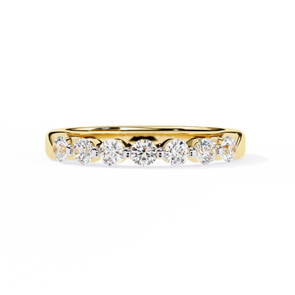 Round Diamond Half Eternity Band – Elegant Stacking Ring in 925 Silver, 10K/14K Gold (Rose, White, Yellow), or Platinum – Finora Timeless Sparkle