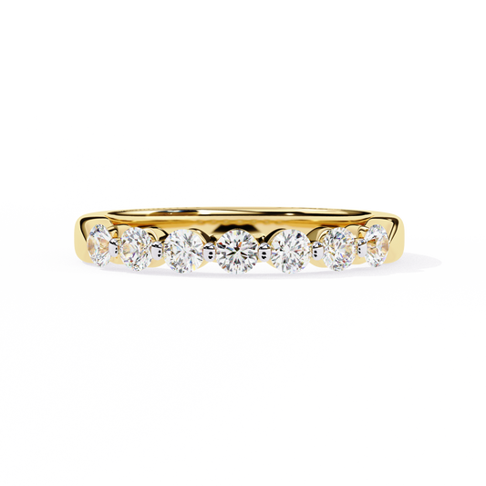 Round Diamond Half Eternity Band – Elegant Stacking Ring in 925 Silver, 10K/14K Gold (Rose, White, Yellow), or Platinum – Finora Timeless Sparkle