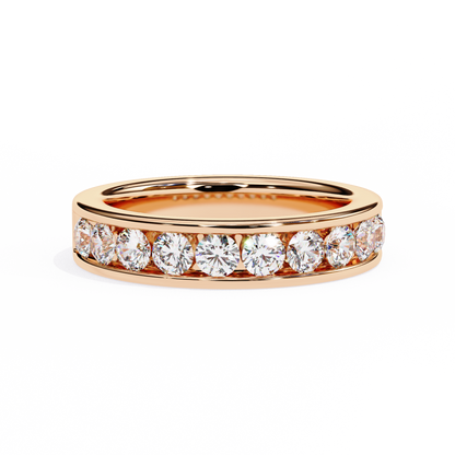 Round Diamond Channel-Set Eternity Band – Modern Elegance in 925 Silver, 10K/14K Gold (Rose, White, Yellow), or Platinum – Finora Signature Sparkle