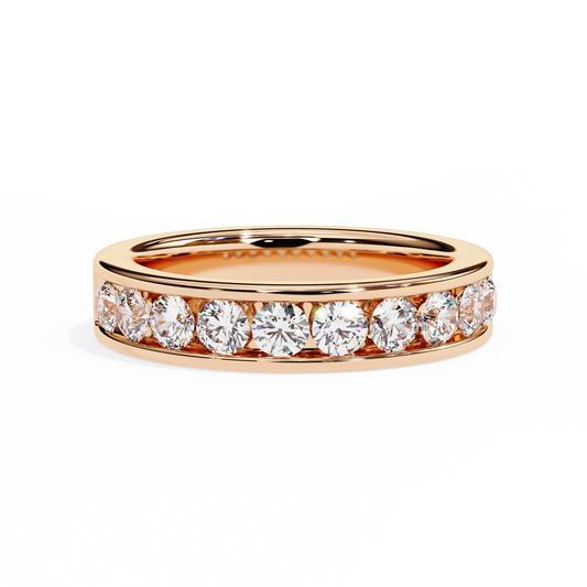 Round Diamond Channel-Set Eternity Band – Modern Elegance in 925 Silver, 10K/14K Gold (Rose, White, Yellow), or Platinum – Finora Signature Sparkle