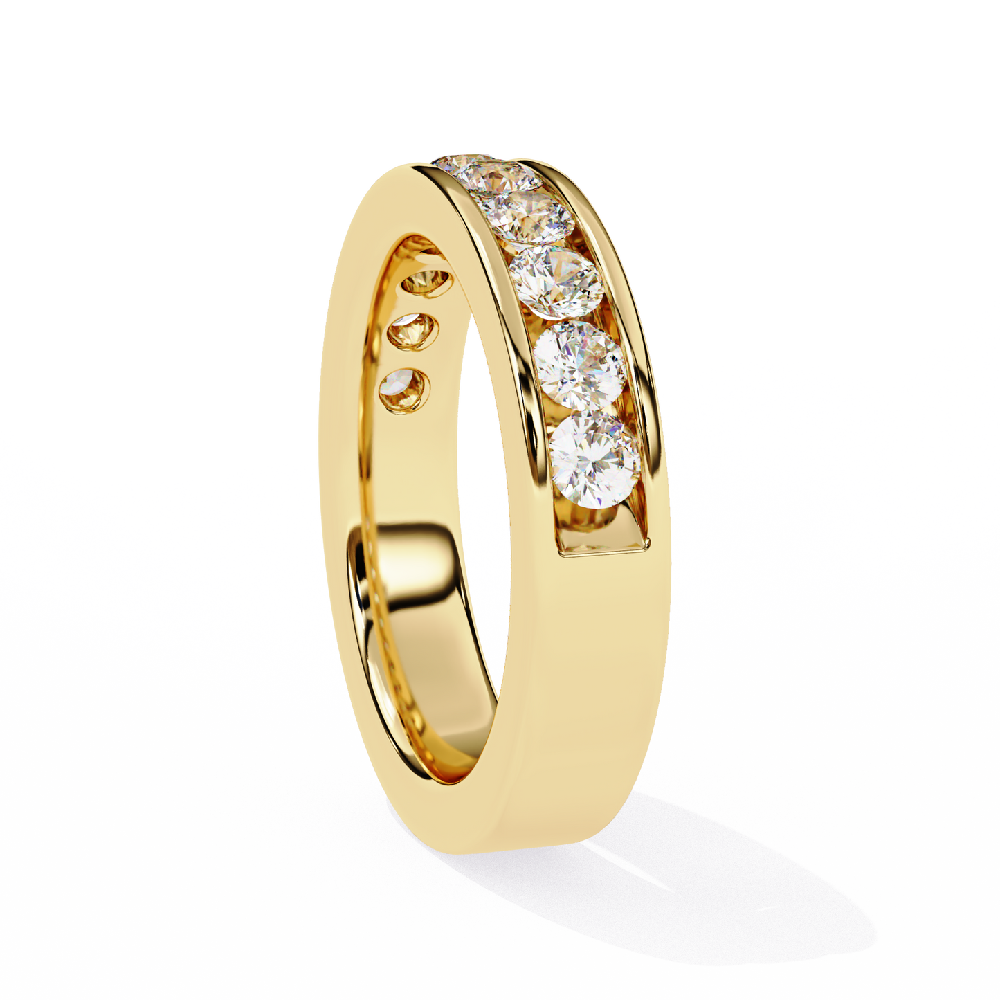 round diamond channel-set eternity band – modern elegance in 925 silver, 10k/14k gold (rose, white, yellow), or platinum – finora signature sparkle