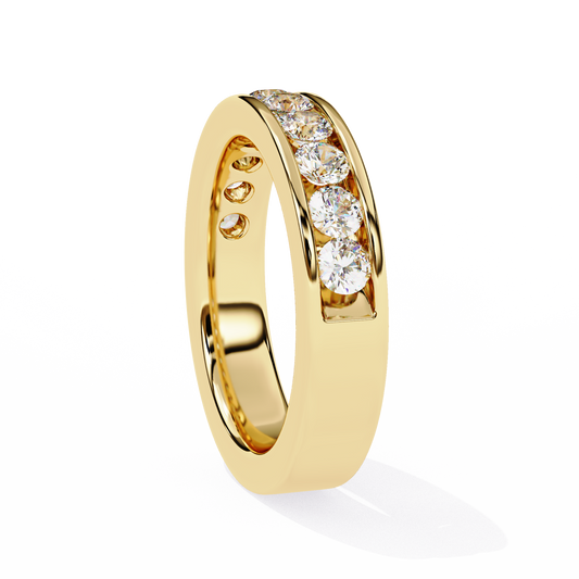 Round Diamond Channel-Set Eternity Band – Modern Elegance in 925 Silver, 10K/14K Gold (Rose, White, Yellow), or Platinum – Finora Signature Sparkle