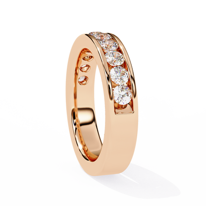 Round Diamond Channel-Set Eternity Band – Modern Elegance in 925 Silver, 10K/14K Gold (Rose, White, Yellow), or Platinum – Finora Signature Sparkle