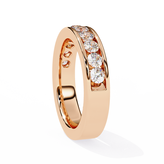 Round Diamond Channel-Set Eternity Band – Modern Elegance in 925 Silver, 10K/14K Gold (Rose, White, Yellow), or Platinum – Finora Signature Sparkle